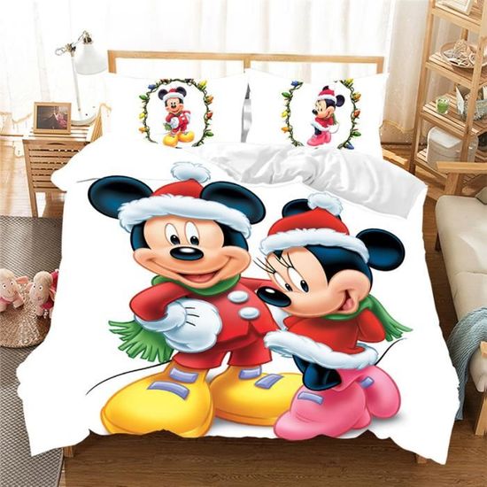 Parure de lit simple- Mickey et Minnie love - 200 cm x 200 cm