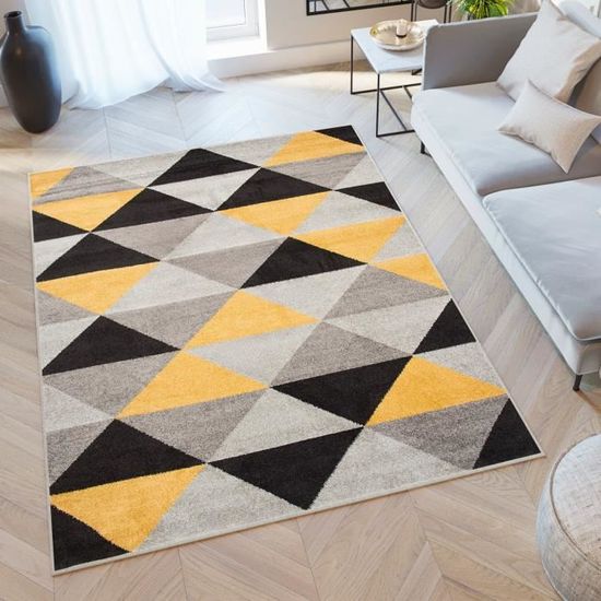 Tapis Supérieur 180x240 Cm - Gris/Jaune Croisé - Polypropylène - Beckyswashablemats