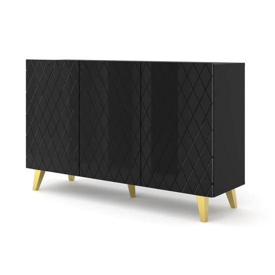 Armoire TV Métal FLEXISPOT 118x39x55 Cm - Buffet Avec 3 Portes, Aération, Pieds Réglables - Design Moderne Pour Salon Ou Bureau