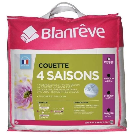 Blanreve Couette Tempérée Anti-Acariens 140 x 200 cm Blanc