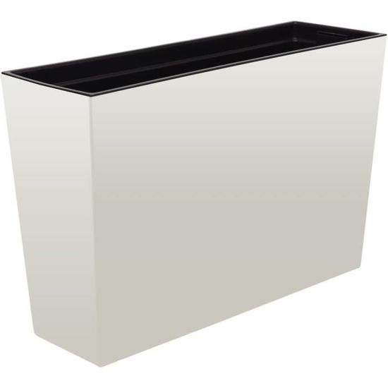 Jardinière En Rotin Synthétique Blanc – 56x18x36 Cm, Avec Réservoir D'eau Et Insert, Résistante Aux Intempéries