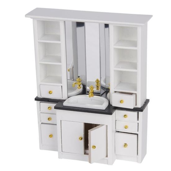 SURENHAP Meuble de salle de bain miniature avec miroir pour maison de SURENHAP Meuble de salle de bain miniature avec miroir pour maison de