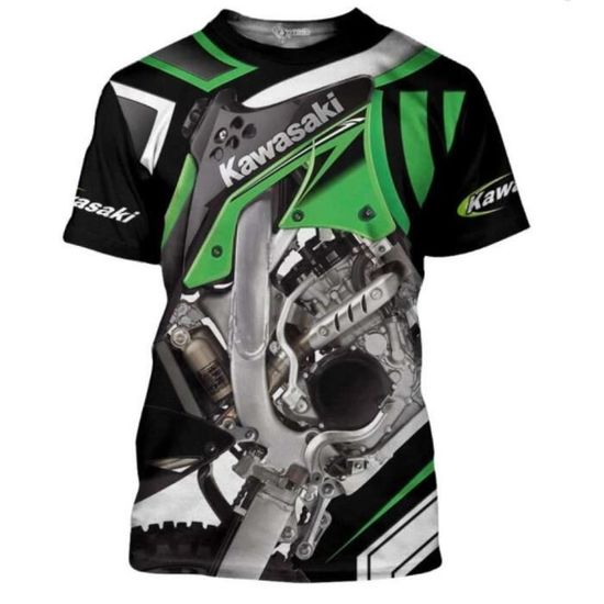 T Shirt homme maillot de course moto Kawasaki Noir charbon Noir charbon Cdiscount Pret a Porter