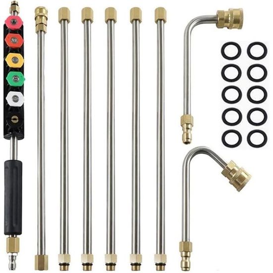 Rallonge Pour Nettoyeur Haute Pression - 20 Cm, Filetage M14/M22 Ou Rapide 1/4 - 5000 Psi, Acier Inox - 4