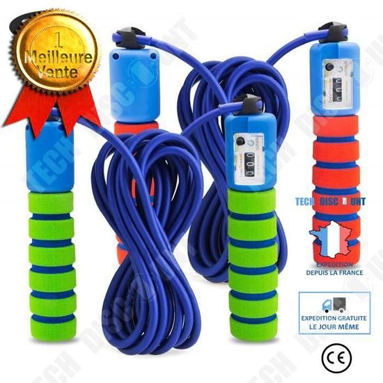 BO 3M Corde à Sauter Réglable Acier Vitesse Sport Fitness Exercice Minceur Gym Rouge