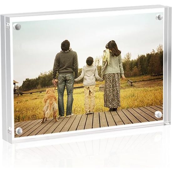 Cadre photo en acrylique de 10 x 10 cm - Aimant horizontal double face