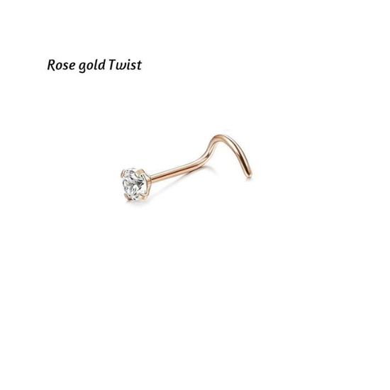 Homxi 4 Pièce Piercing Nez Faux,1.2mm Gauge 16 Piercing Nez Percing Cartilage Oreilles Acier Inoxydable U Avec Pointes De Rechange Cône Piercing Narine Or Rose Noir