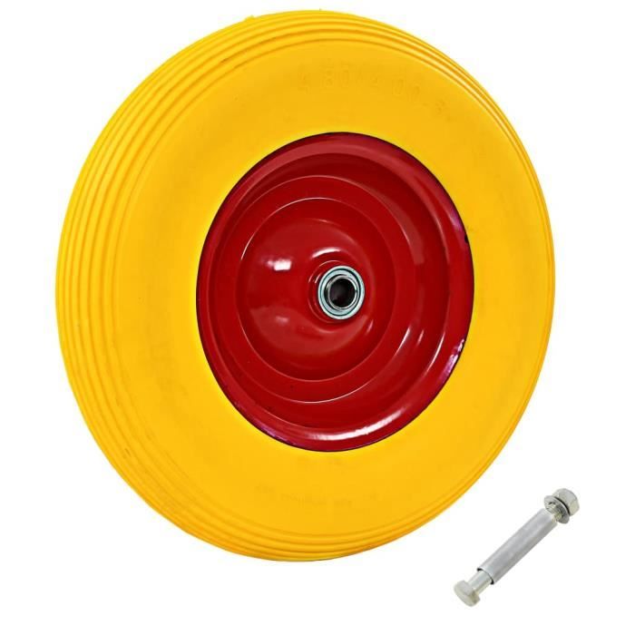 Roue pour brouette avec axe PU solide 4.00-8 390 mm -YES