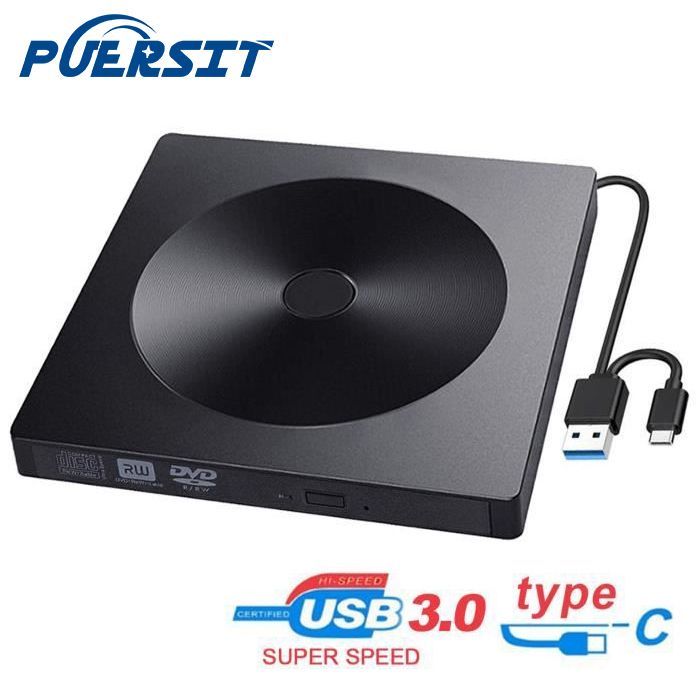 Lecteur Graveur DVD CD Externe USB 3.0 type-C Ultra Slim Portable- Graveur Lecteur Externe Drive DVD ROM CD USB CD Player