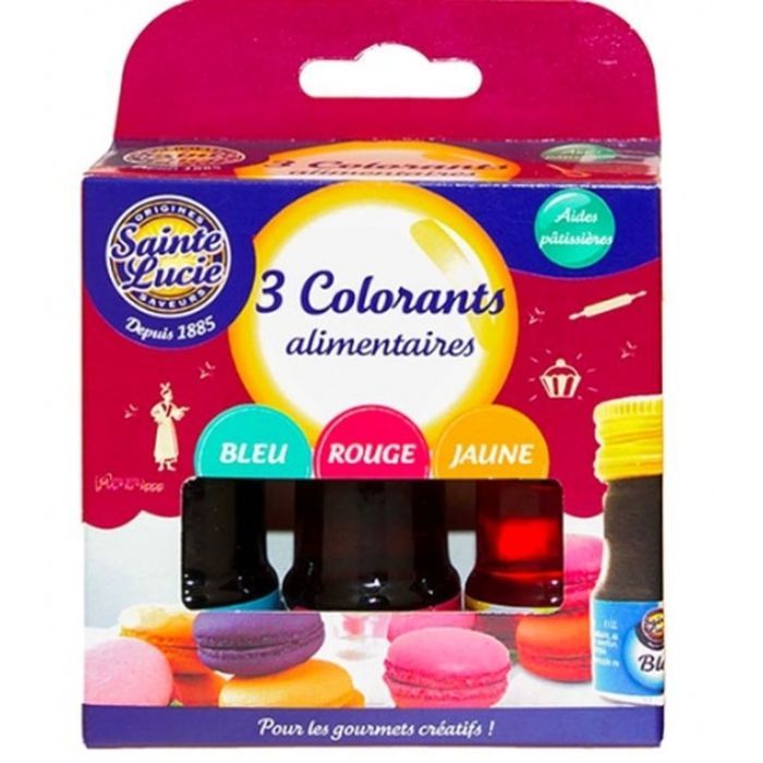 3 colorants alimentaires - Sainte Lucie - boite 3*10ml