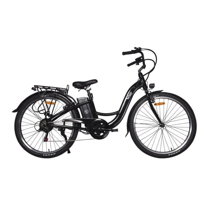 Vélo électrique 28'' - Velair - Shimano 6 Vitesses - Freins à patins - Autonomie 60 km - Cadre aluminium - Noir