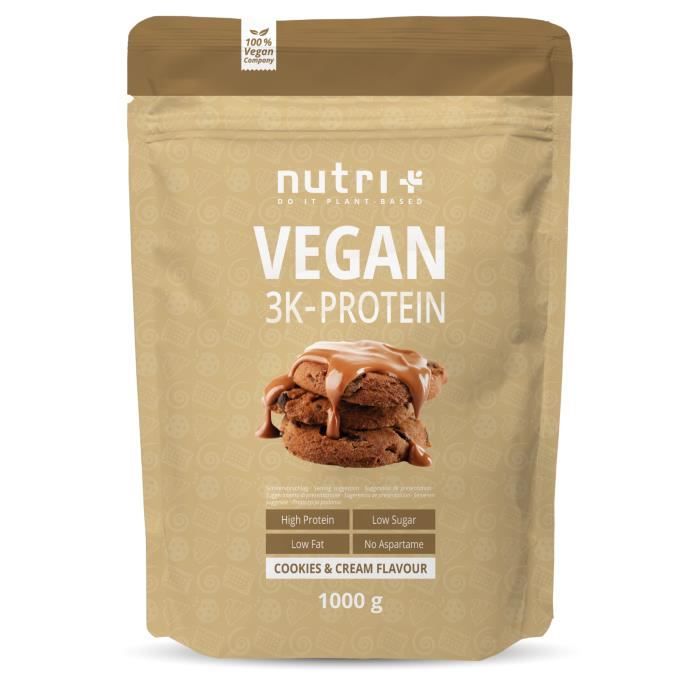 NUTRI-PLUS SHAPE & SHAKE 3K PROTEIN - Poudre de protéines végétaliennes - BISCUITS ET CRÈME - PROTEINES - 1000g