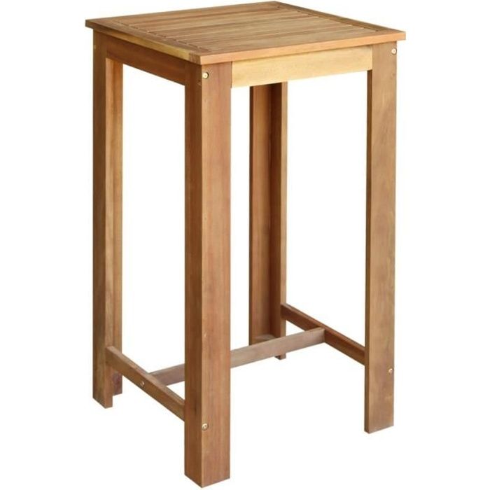 Table de bar Table haute Bois d'acacia solide - Style campagne chic - 60 x 60 x 105 cm