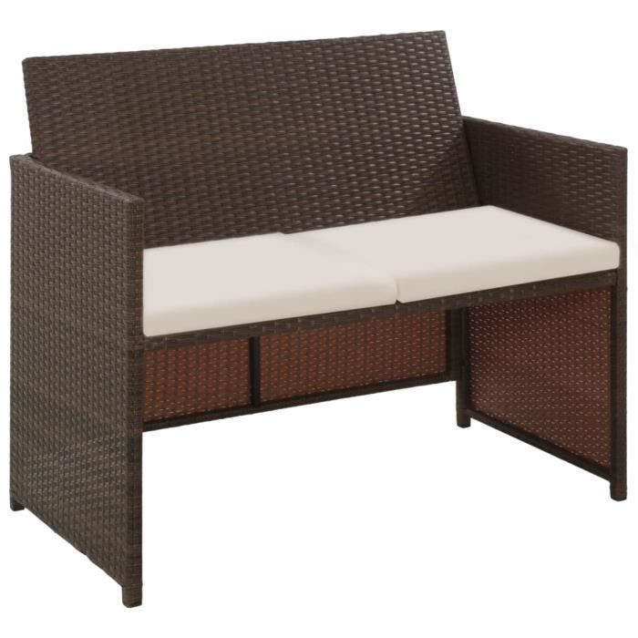 MMCZ® Canapé de jardin Design à 2 places - Sofa Divan Banquette de jardin avec coussins - Marron Résine tressée ❤6819