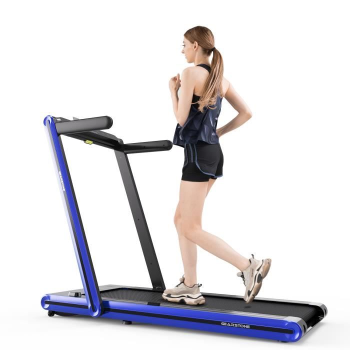 GEARSTONE Tapis de Course Pliant 2 en 1, 1-15km/h, 2 Modes Sportifs, Contrôle Écran Tactile/Télécommande, Bluetooth Intégré