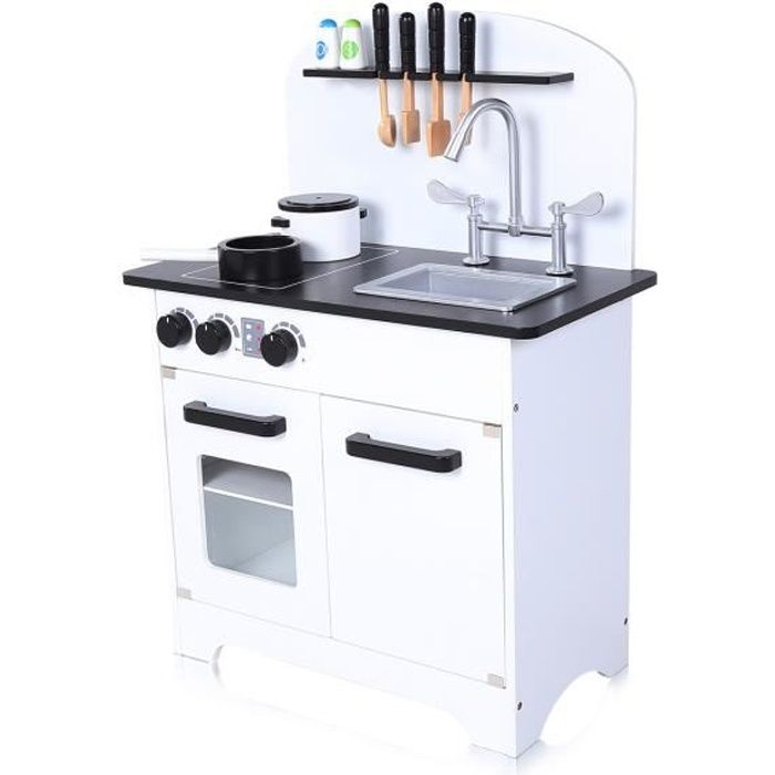 Baby Vivo Cuisine Enfant en Bois avec Accessoires - Jamie en Blanc