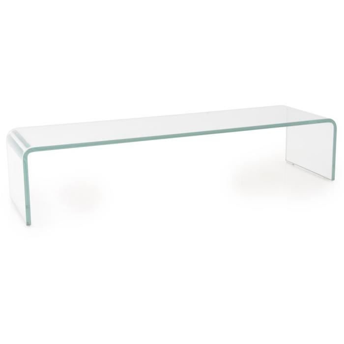 Support verre courbé transparent téléviseur meuble appartement salle de séjour chambre