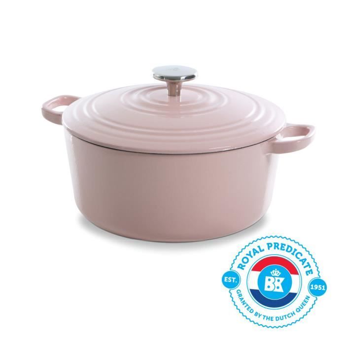 BK Cookware H6078.528 BK Bourgogne Cocotte en Fonte - Ronde - 28 cm - 6.7L - Revêtement émaillé - Couvercle avec Anneaux