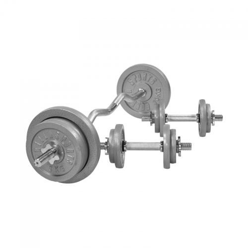 Set d'haltères barre Curl en fonte 68 KG