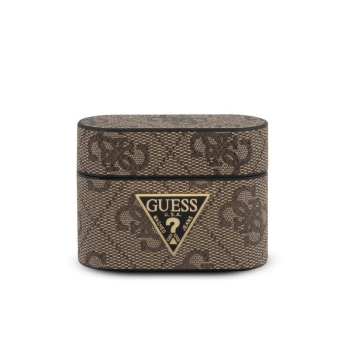 ETUI BI-MATIÈRE MARRON ET LOGO GUESS MÉTALISÉ POUR APPLE AIRPODS PRO - GUESS®