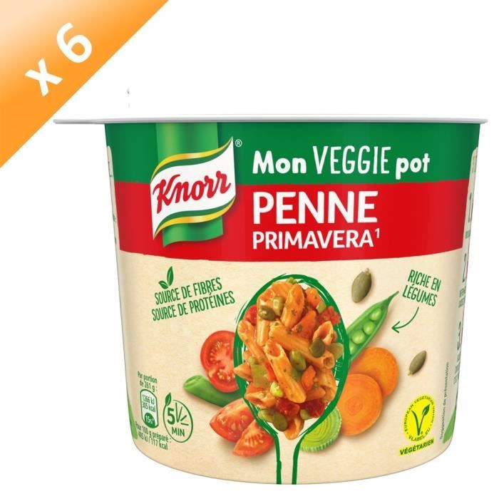 KNORR Plat Préparé Déshydraté Pâtes Penne à la Primavera Végétarien - Lot de 6x 72 g