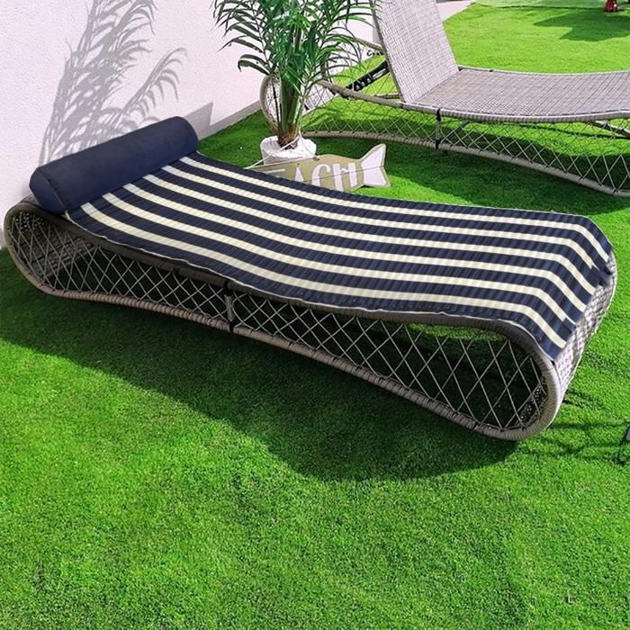 Matelas de plage Bahia Navy 60x180 cm - Dessus 100% coton