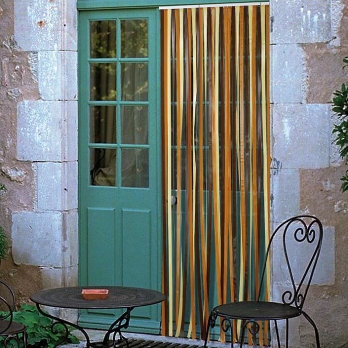 Rideau de porte Antilles en polyéthylène - 90x220 cm - brun et beige