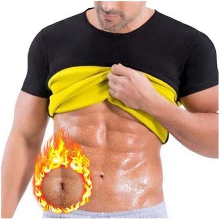 T-Shirt de Sudation Homme Débardeur Amincissant Gainant Sauna Extensible Body Shaperwear Vêtement de Sudation Manches