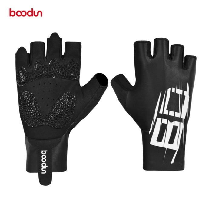 Gants vélo,BOODUN hommes femmes cyclisme gants demi doigt antichoc été respirant route vélo gants anti dérapant - Type Black