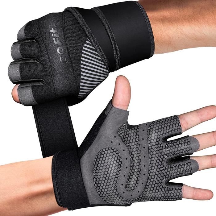 Black L - Gants de Fitness, Antidérapants Respirants Gants d'haltérophilie avec Soutien au Poignet pour la Gym, Le Fitness