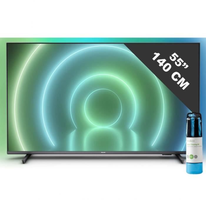 PHILIPS TV LED 55- 139cm Téléviseur 4K Ultra HD Androïd TV Wi-Fi Noir