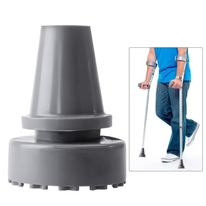 ROSENICE 19mm diamètre intérieur tête en caoutchouc béquille accessoires antidérapant conseils bâton de marche pieds (gris)