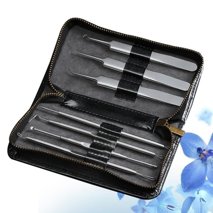 7 pièces en acier inoxydable anti-microbien boutons outils de dissolvant pinces d'acné pour blancs