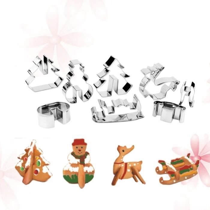 8pcs / set 3d scénario de noël fondant emporte-pièces en acier inoxydable biscuit cuisson moules de DECOUPOIR - EMPORTE-PIECE