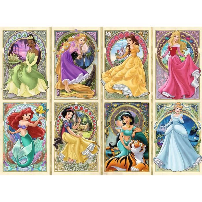 Puzzle 1000 pièces : Princesses Disney : Art Nouveau Coloris Unique