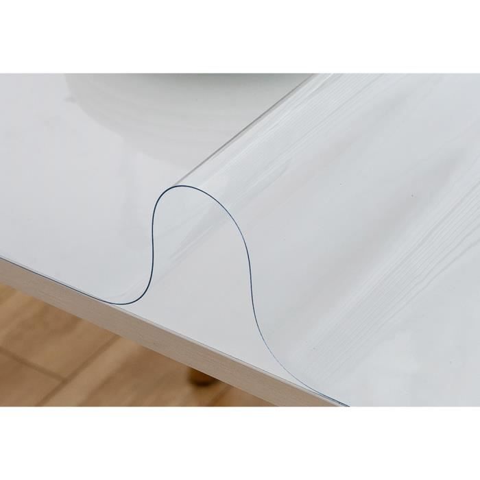 Nappe Transparente épaisse de 1,50 mm - Largeur 140 x 250 cm - Rectangulaire - Roulé sur un tube (sans plis)