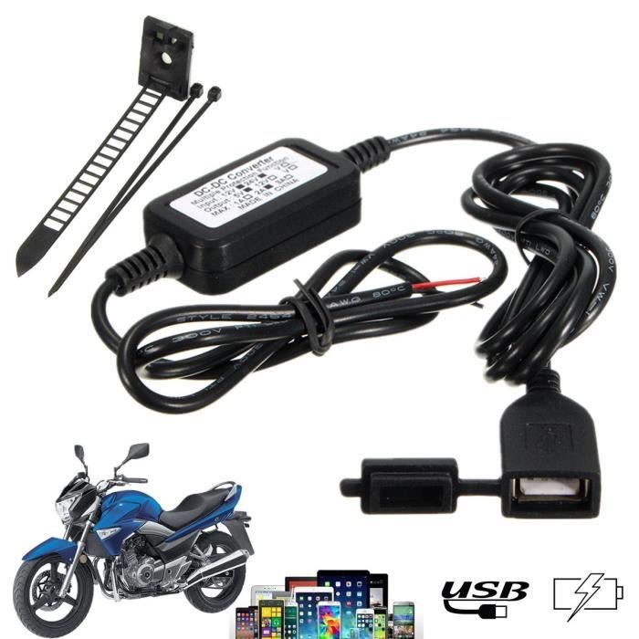 NEUFU Moto USB Chargeur Guidon DC 12V to 5V Adaptateur Alimentation Pr GPS MP3