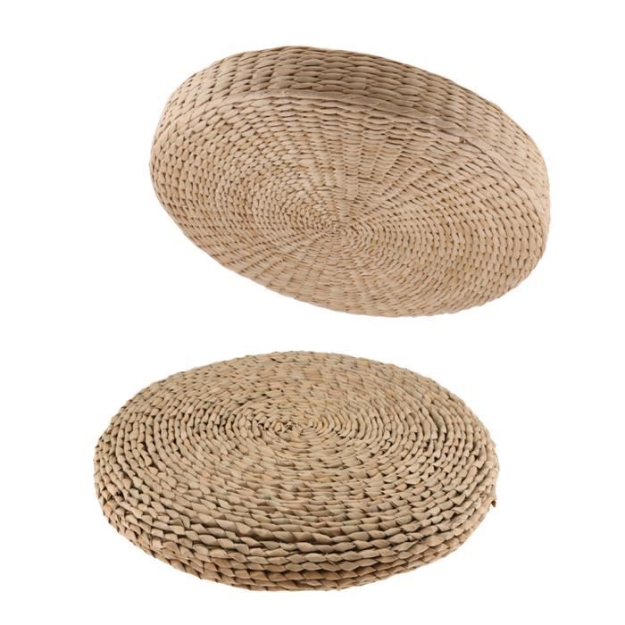 2x Coussins de Siège en paille Tapis de sol Coussins Yoga méditation