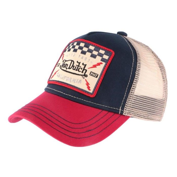 Casquette Trucker Von Dutch Square Motors Marine et Rouge - Rouge - Taille unique