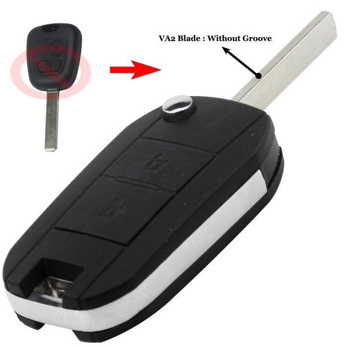 VA2 Blade-for Citroen -coque de clé de voiture pliable VA2-HCA,2 boutons,pour Peugeot 307 107 207 607 407