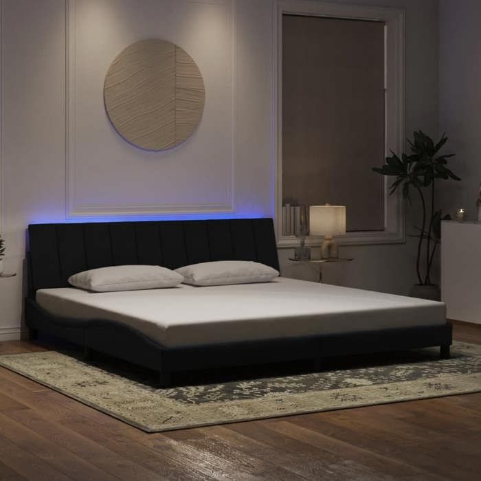 vidaXL Cadre de lit avec LED sans matelas Hanko noir 200x200 cm velours 3213801
