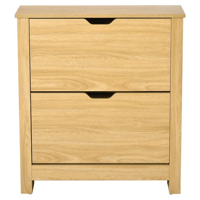 Meuble chaussure entrée HOMCOM armoire à chaussures meuble dentrée et couloir - 2 portes abattantes 2 compartiments aspect naturel