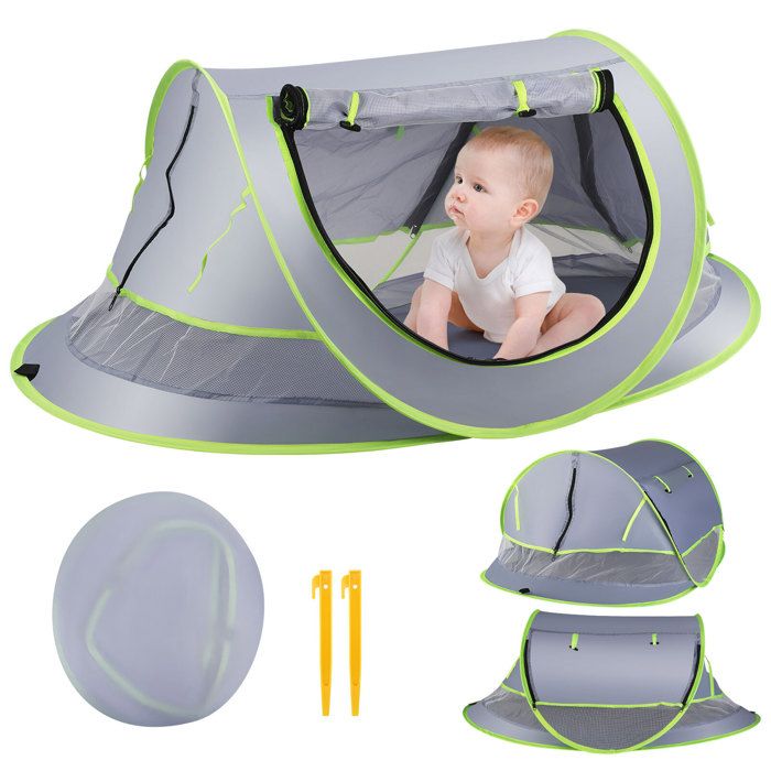 Tente De Plage Pop Up Luxe 4 Personnes – Abri Soleil UV, 3 Fenêtres – Vert Menthe Grand Modèle