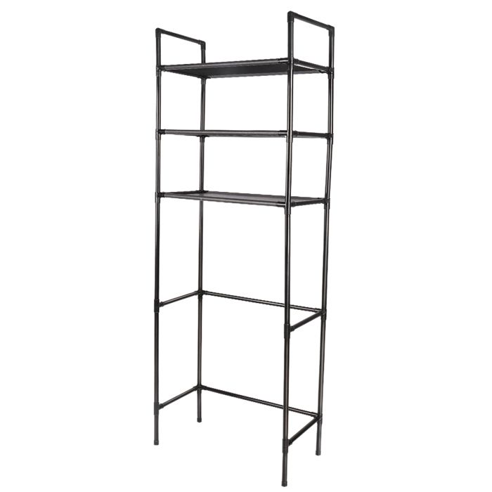 Armoire pour machine à laver en métal facile à monter de salle de bain - ERROLVES - Noir - 150*50*26 CM