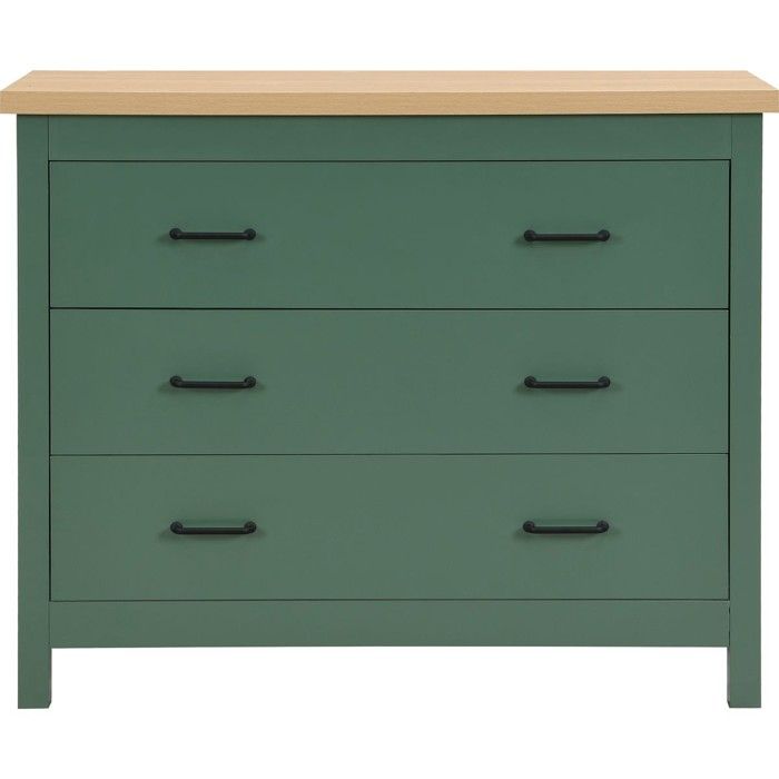 Commode 3 tiroirs verte 100 cm - Sana Commode 3 tiroirs verte 100 cm - Sana