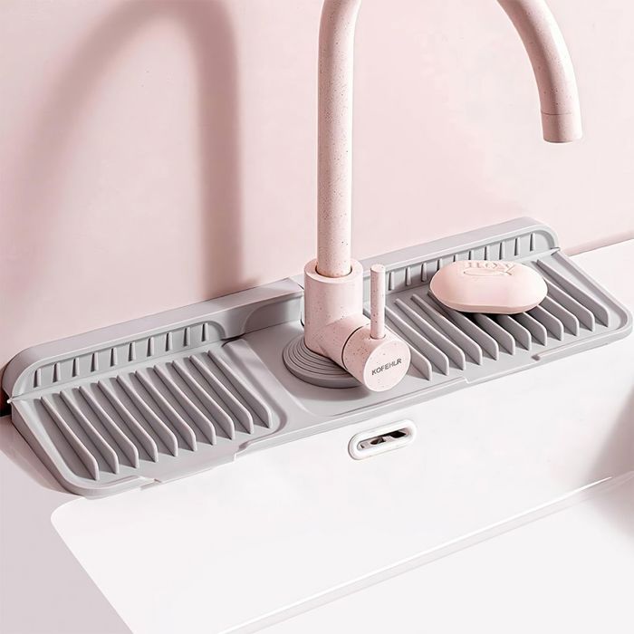 Protection Anti-Éclaboussures Évier Silicone - Blanc - Pour Cuisine Et Salle De Bain Polyvalente