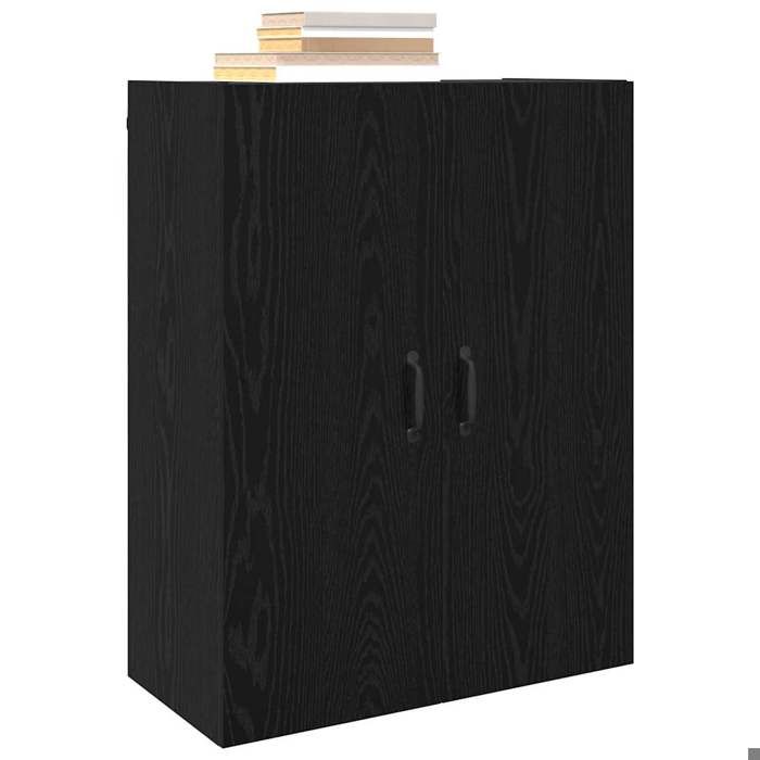 Buffet bas - JILI - Noir Armoire suspendue Montage mural Chêne noir 69 5 x 34 x 90 cm FR449