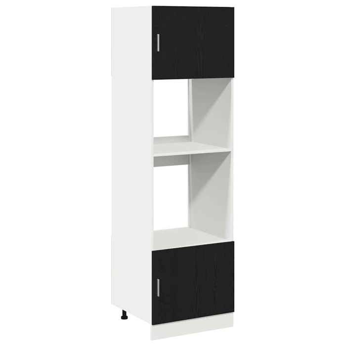 Automne/hiverArmoire bas de cuisine Colonne cuisine - Armoire à micro-ondes Riga Chêne noir 60 x 57 x 207 cm7109704