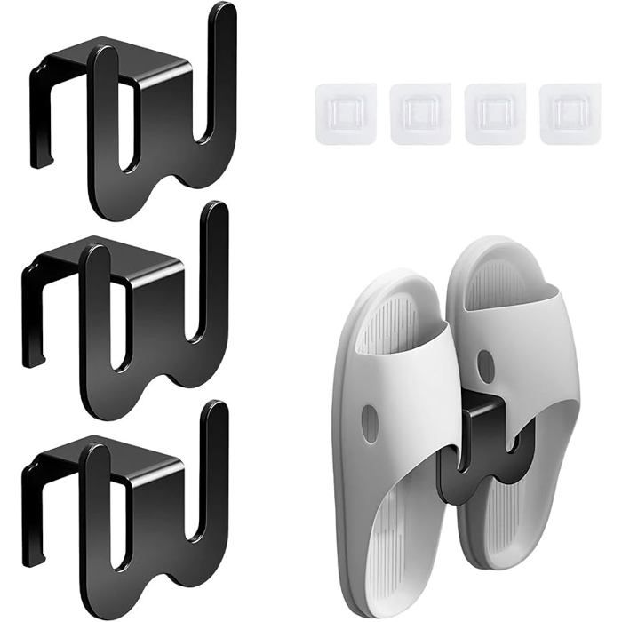 4 Pièces Support Mural pour Pantoufles Rangement Chaussures Suspendu Noir Porte Chaussures Mural PORTE-CHAUSSURES POUR DRESSING