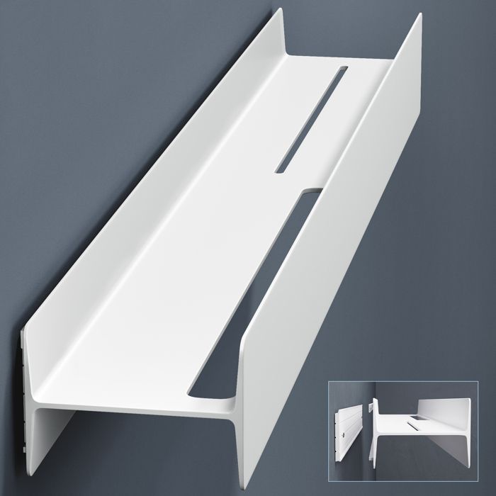 doporro Serviteur de Douche Mural Amovible avec Porte-Serviettes Étagère Douche Blanc Mat Organisateur de Toilettes 80 cm Reglo-03